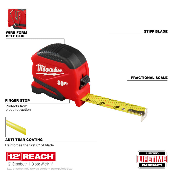 Milwaukee 30ft Compact Tape Measure