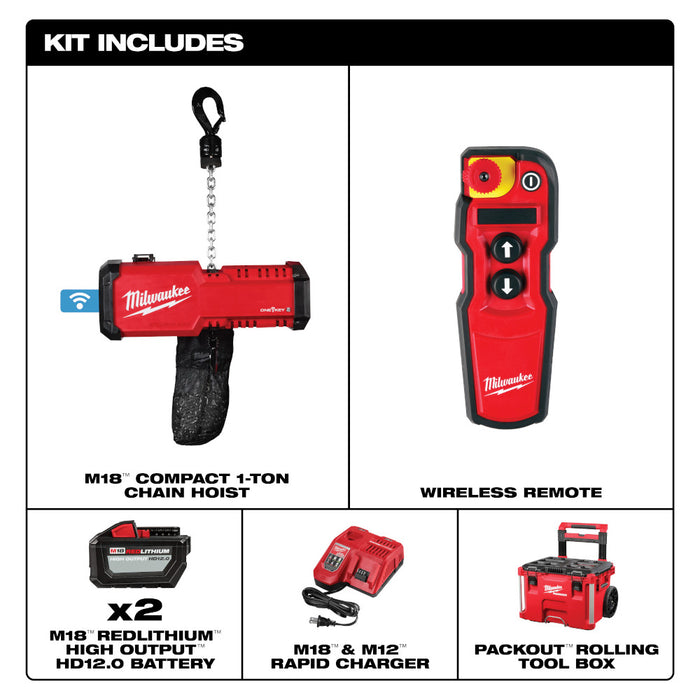 Milwaukee M18™ Compact 1-Ton Chain Hoist w/ ONE-KEY™