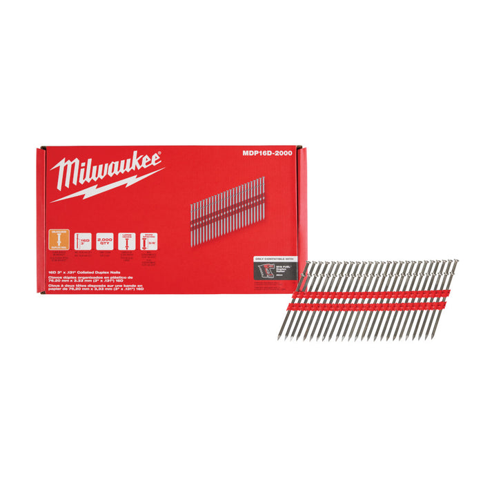 Milwaukee 16D Collated Duplex Nails - 3" x .131"