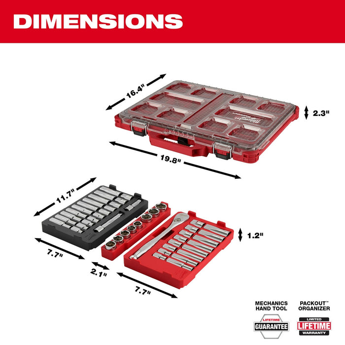 Milwaukee PACKOUT 47PC 1/2" Drive Ratchet & Socket Set