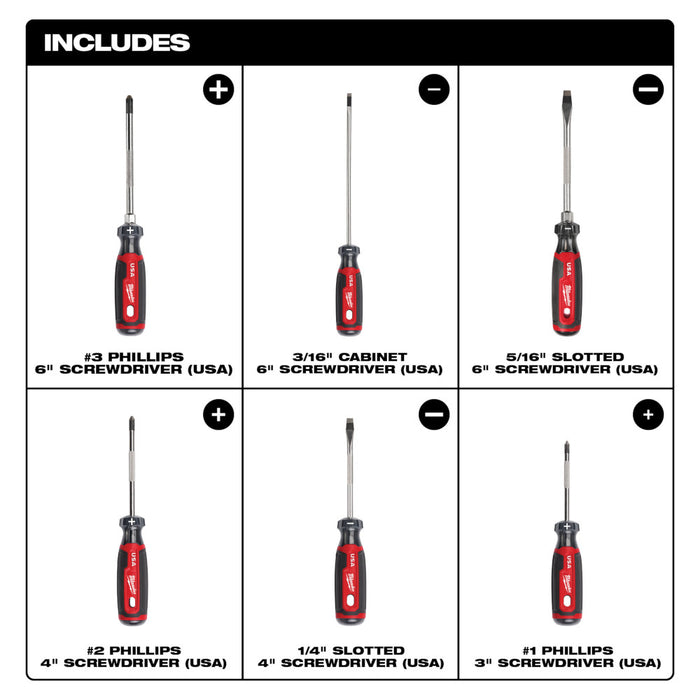 Milwaukee 6-Piece Cushion Grip Screwdriver Set