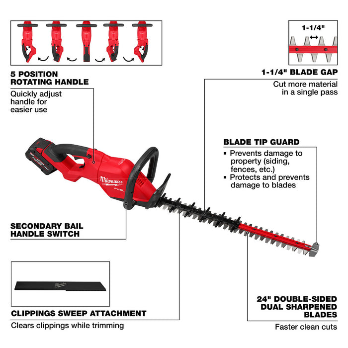 Milwaukee M18 FUEL 24" Cordless Hedge Trimmer Kit