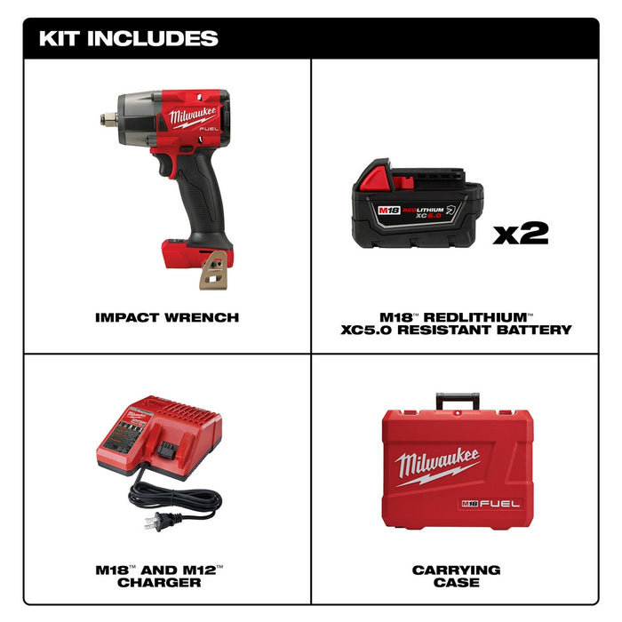 Milwaukee M18 FUEL 1/2" Mid-Torque Impact Wrench w/ Friction Ring Kit