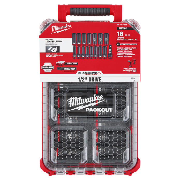 Milwaukee 16 pc. SHOCKWAVE Impact Duty 3/8" Drive METRIC Socket PACKOUT Set