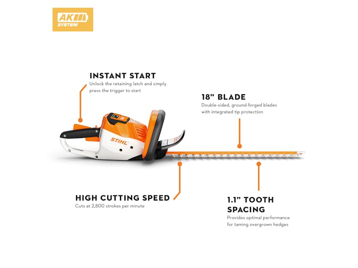 STIHL HSA 56 18" Cordless Hedge Trimmer Kit (AK System)