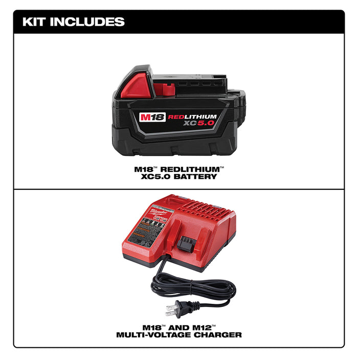 Milwaukee M18™ REDLITHIUM™ XC 5.0Ah Battery and Charger Starter Kit