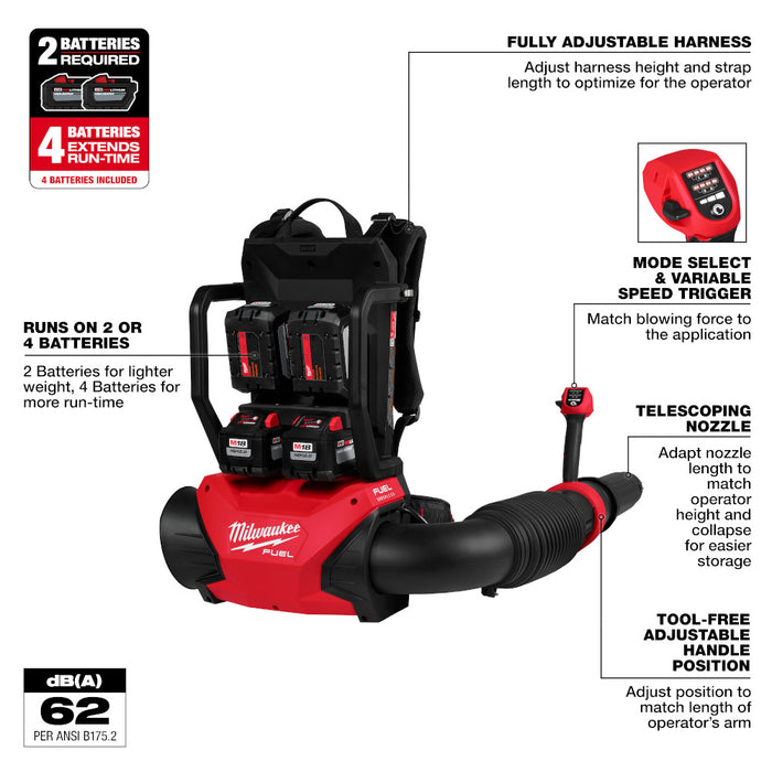 Milwaukee M18 FUEL™ Dual Battery Backpack Blower Kit