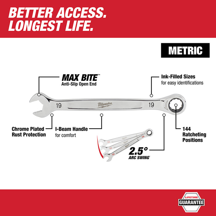 Milwaukee 15 pc. Ratcheting Combination Wrench Set - Metric