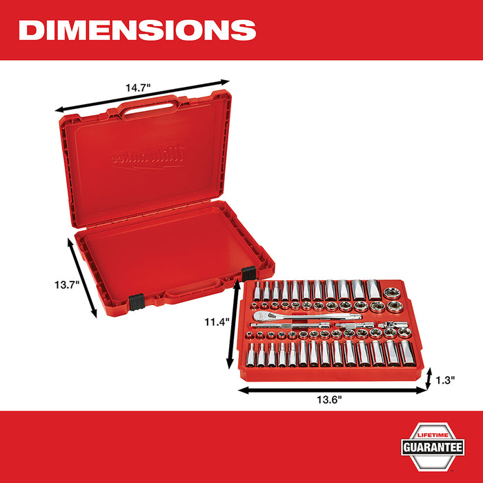 Milwaukee 3/8" Drive 56PC Ratchet & Socket Set - SAE & Metric