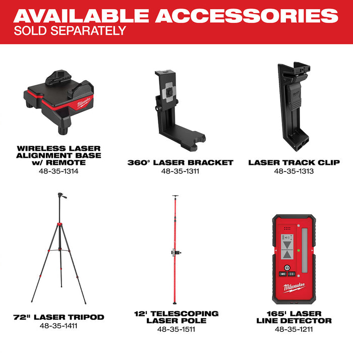 Milwaukee M12™ Green 360° 3-Plane Laser w/Automatic Alignment & Receiver