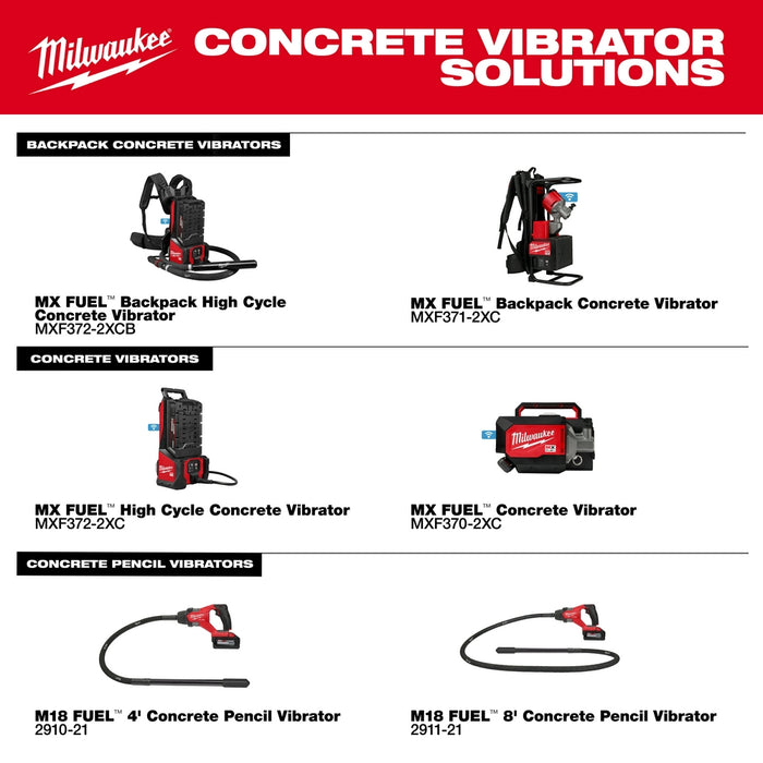 Milwaukee MX FUEL™ High Cycle Backpack Concrete Vibrator Kit w/ 7' Whip, 1.75" Head