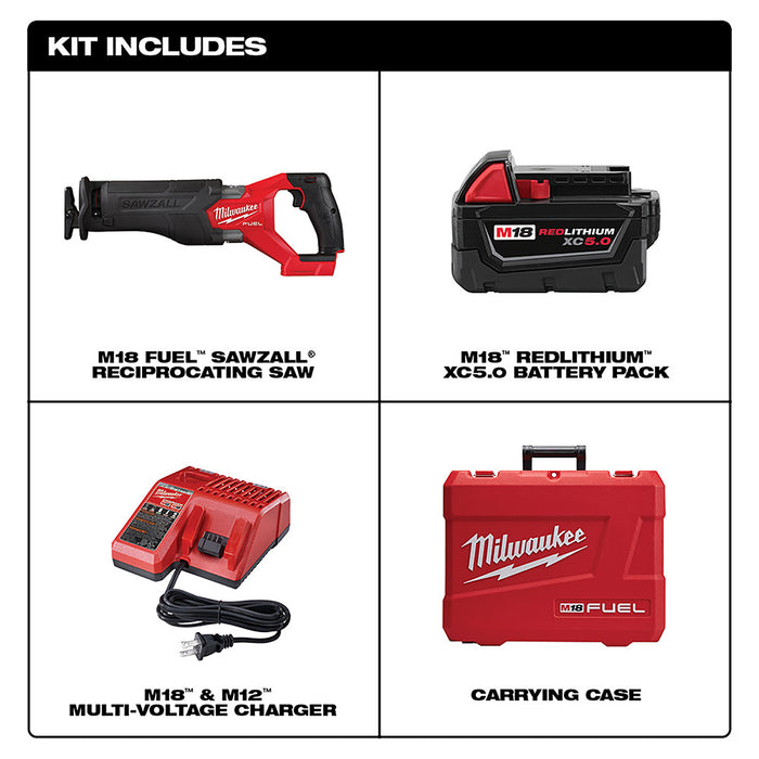 Milwaukee M18 FUEL Cordless SAWZALL Reciprocating Saw 1 Battery Kit