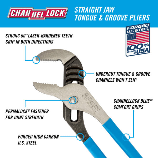 Channellock Straight Jaw Tongue & Groove Pliers