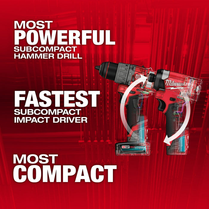 Milwaukee M12 FUEL Cordless Hammer Drill and Impact Driver Combo Kit