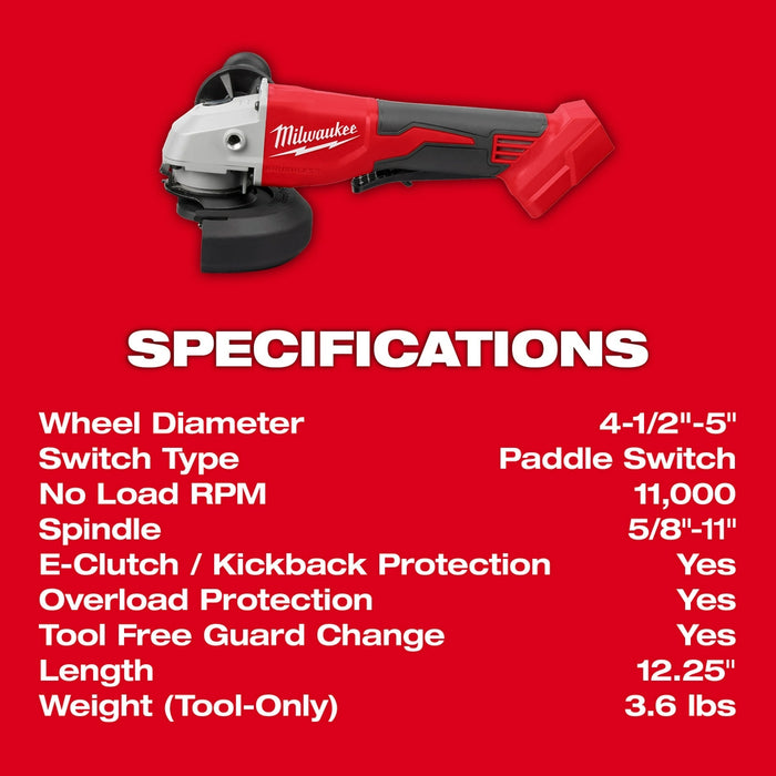 Milwaukee M18™ Brushless 4.5" / 5" Paddle Switch Cut-Off Grinder - Tool Only