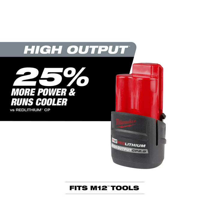 Milwaukee M12 REDLITHIUM HIGH OUTPUT CP 2.5Ah Battery