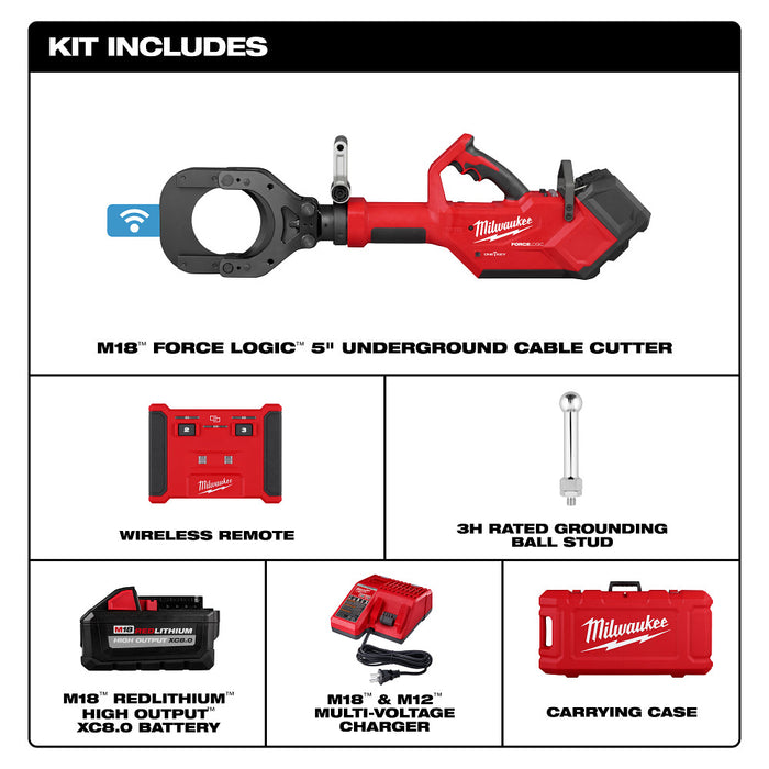 Milwaukee M18™ FORCE LOGIC™ 5" Underground Cable Cutter w/ Wireless Remote