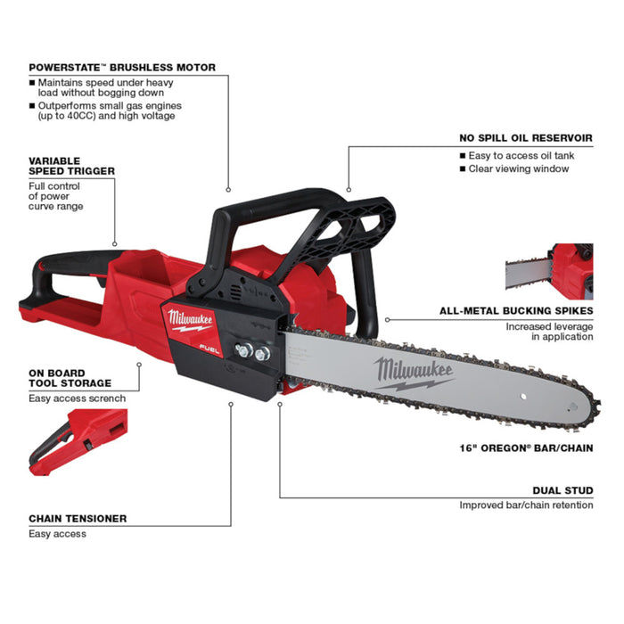 Milwaukee M18 FUEL Cordless 16" Chainsaw  - Tool Only