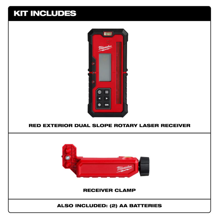 Milwaukee Red Exterior Dual Slope Rotary Laser Receiver