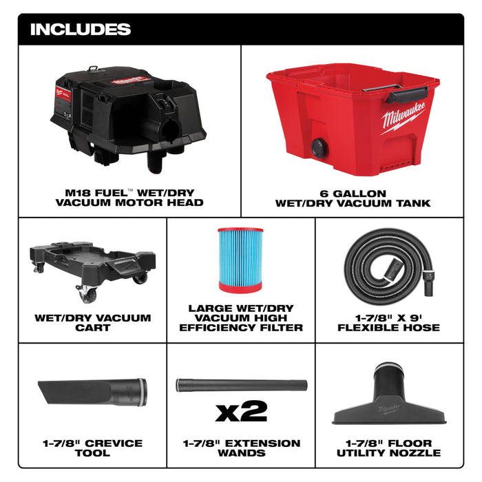 Milwaukee M18 FUEL 6 gal. Wet/Dry Vacuum - Tool Only