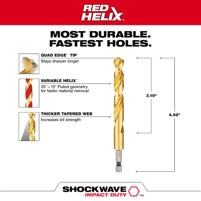 Milwaukee SHOCKWAVE Impact Duty RED HELIX Titanium Drill Bit