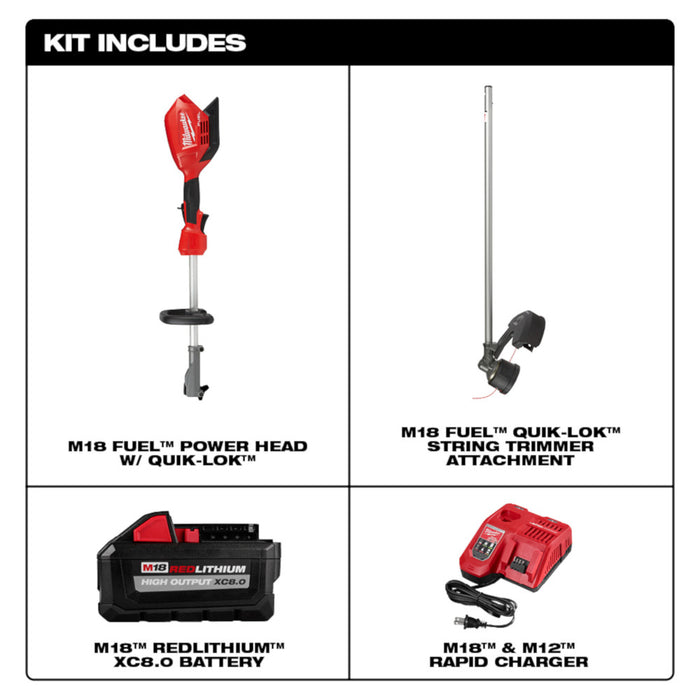 Milwaukee M18 FUEL Cordless String Trimmer Kit with QUIK-LOK Attachment Capability