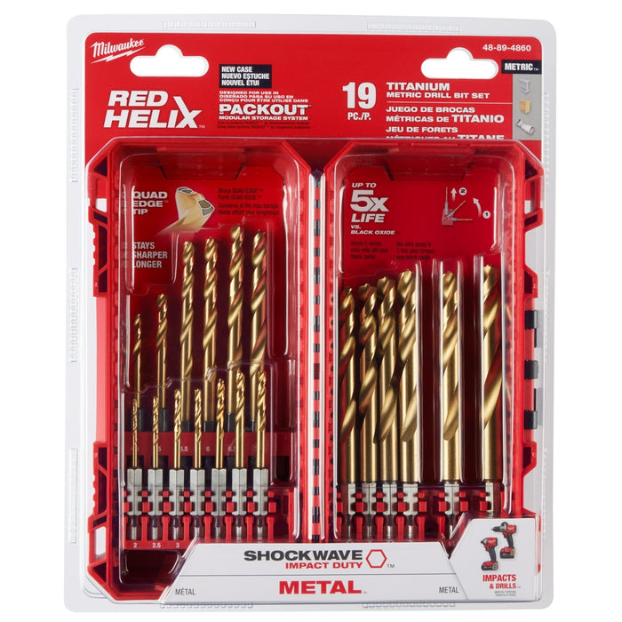 Milwaukee SHOCKWAVE RED HELIX Titanium Drill Bit Set (Metric) - 19 pc.