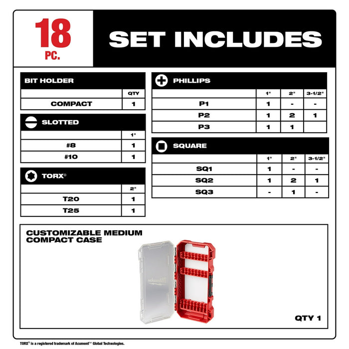 Milwaukee SHOCKWAVE 18-Piece Impact Duty Driver Bit Set