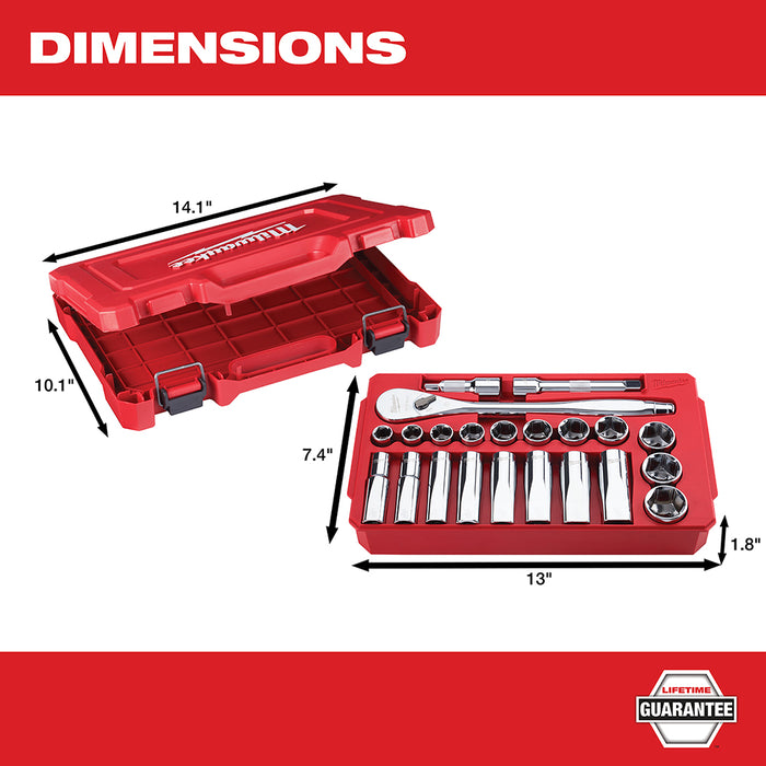 Milwaukee 22PC 1/2" Drive Socket Wrench Set - SAE