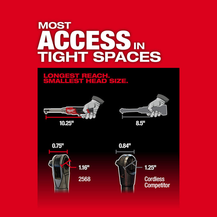 Milwaukee M12 FUEL 1/4" Extended Reach High Speed Ratchet - Tool Only