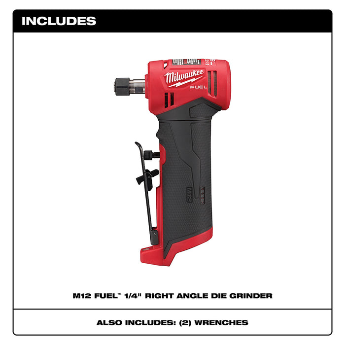 Milwaukee M12 FUEL Cordless Right Angle Die Grinder  - Tool Only