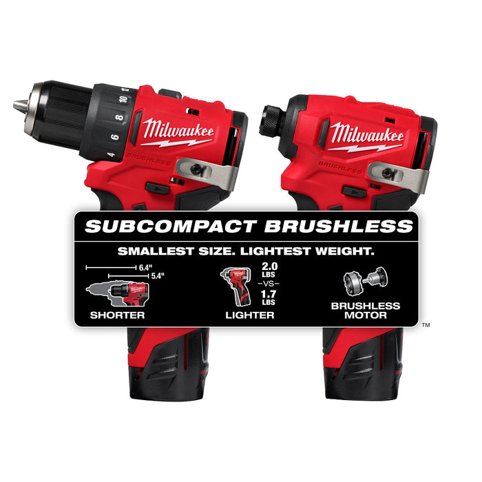 Milwaukee M12 Subcompact Brushless Drill/Driver Combo Kit
