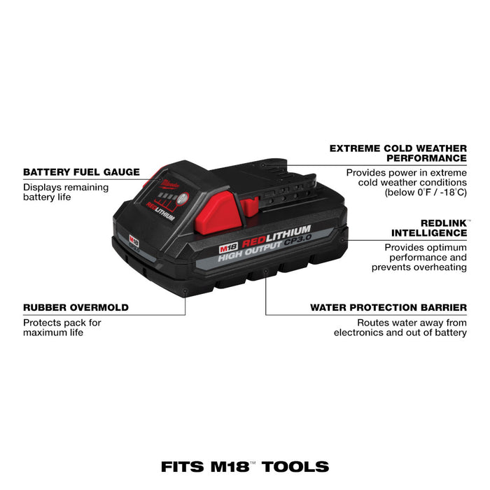 Milwaukee M18 REDLITHIUM HIGH OUTPUT CP 3.0Ah Battery - 2PK