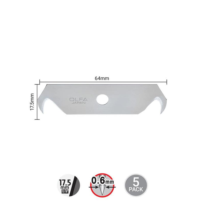 Olfa 5PK HOB Dual-Edge Hook Safety Blade