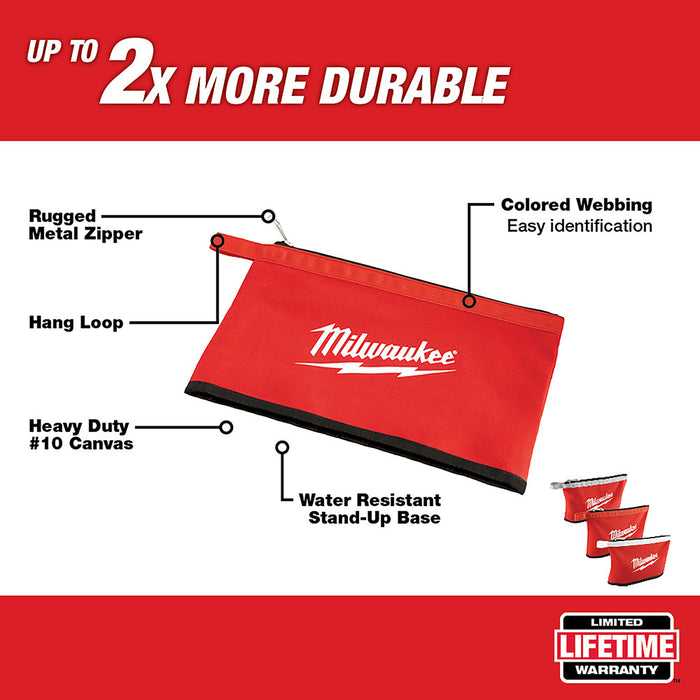 Milwaukee Zipper Pouch (3 Pack)