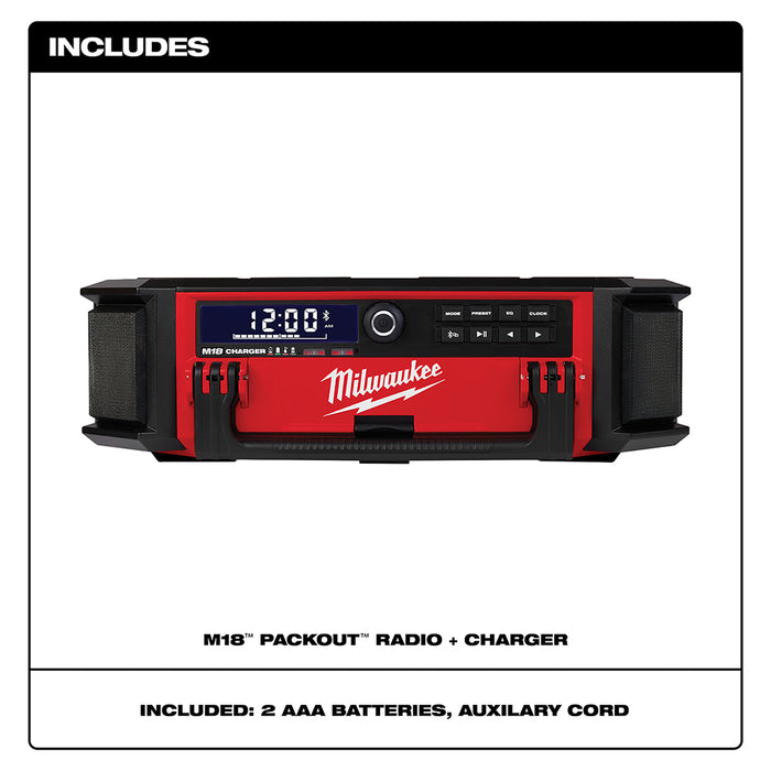 Milwaukee M18 Cordless PACKOUT Radio + Charger  - Tool Only