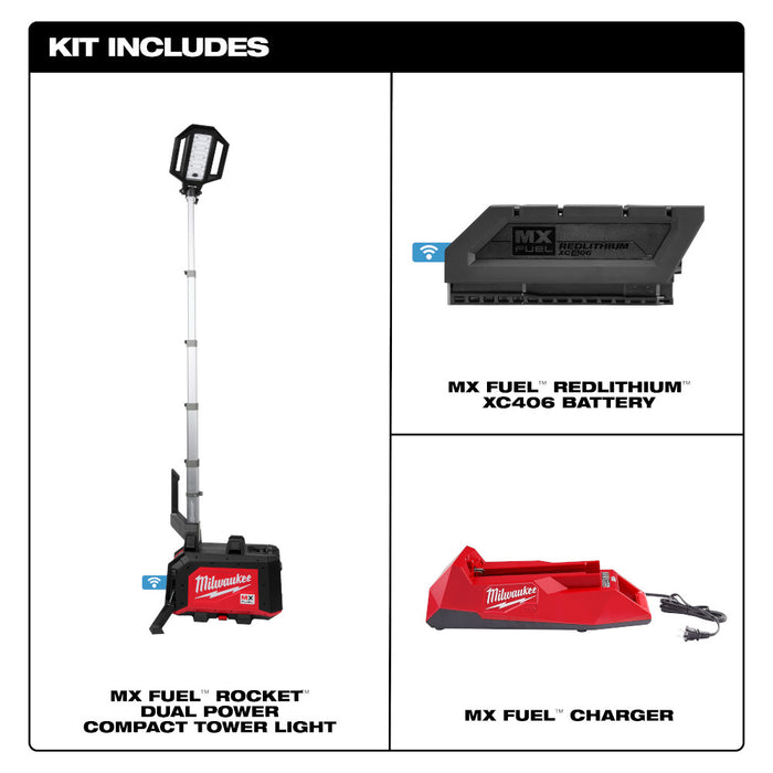 Milwaukee MX FUEL™ ROCKET™ Dual Power Compact Tower Light Kit