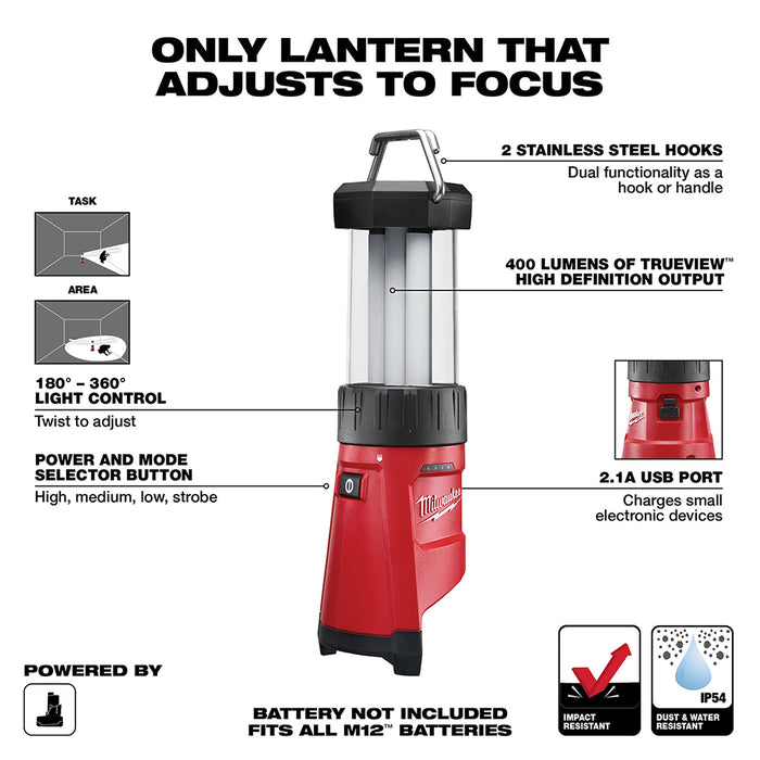 Milwaukee M12 Cordless LED Lantern  - Tool Only