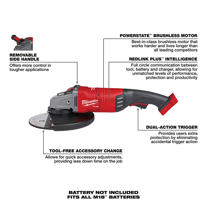 Milwaukee M18 FUEL Cordless 7" / 9" Large Angle Grinder  - Tool Only