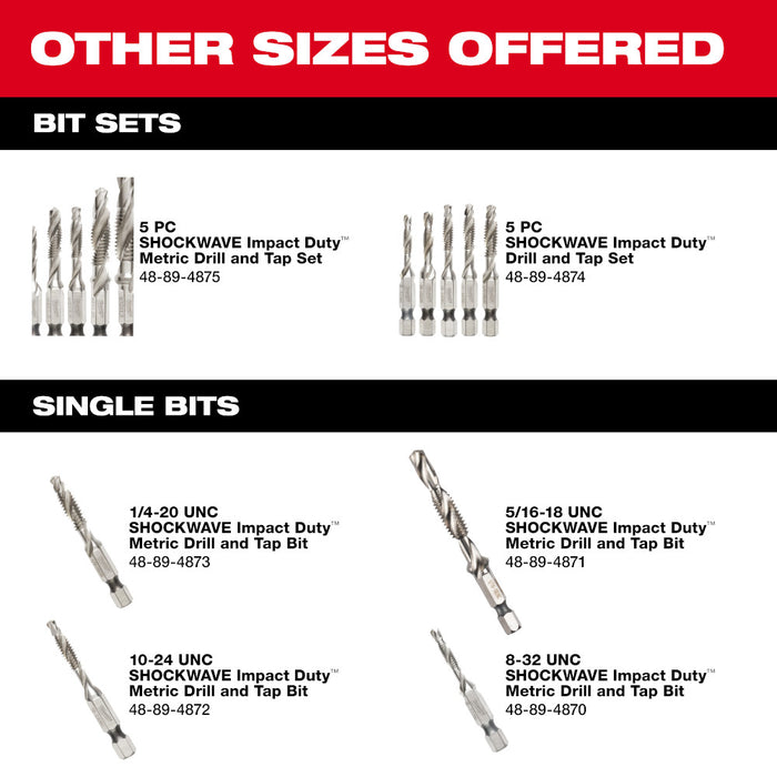 Milwaukee SHOCKWAVE™ 5 pc. SAE Impact Drill Tap Set