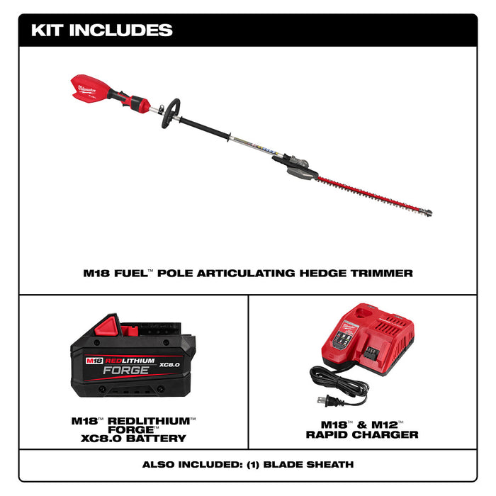 Milwaukee M18 FUEL Pole Articulating Hedge Trimmer Kit