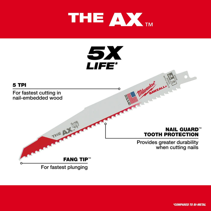 Milwaukee SAWZALL® The AX Nail Embedded Wood Blades