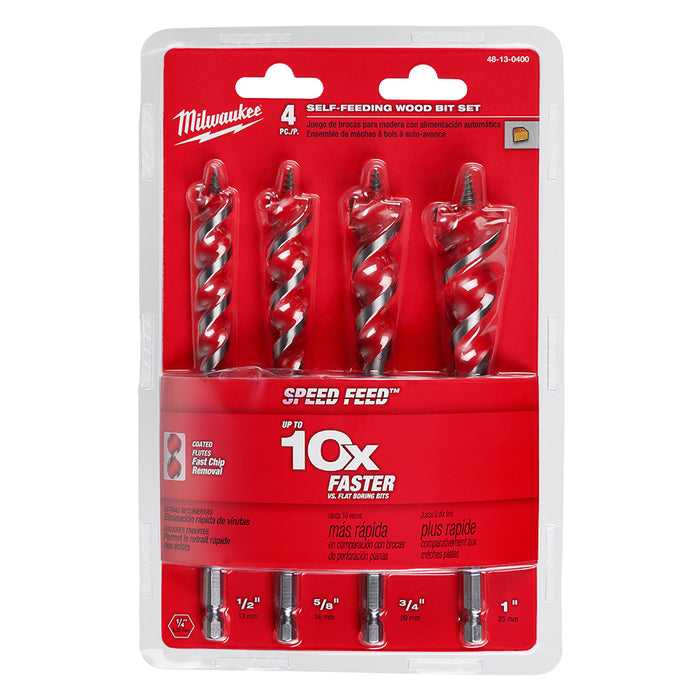 Milwaukee 4 Pc Speed Feed Wood Bit Set