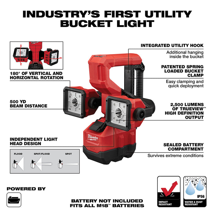 Milwaukee M18 Cordless Utility Bucket Light  - Tool Only