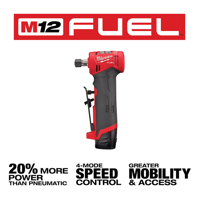 Milwaukee M12 FUEL™ 1/4" Right Angle Die Grinder 2-Battery Kit