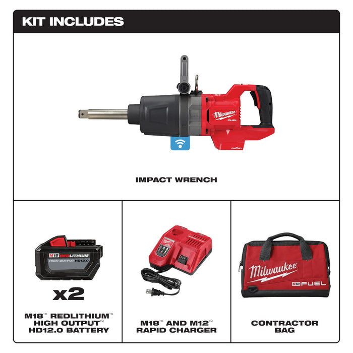 Milwaukee M18 FUEL Cordless 1" D-Handle Ext Anvil High Torque Impact Wrench w/ ONE-KEY Kit