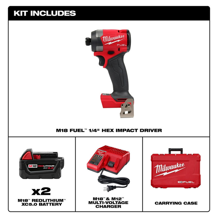 Milwaukee 2953-22 M18 FUEL Cordless 1/4" Hex Impact Driver Kit