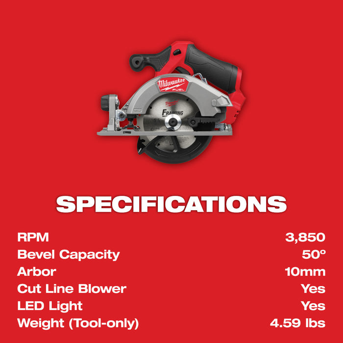 Milwaukee M12 FUEL™ 5-3/8" Circular Saw - Tool Only