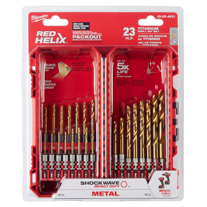 Milwaukee SHOCKWAVE Impact Duty RED HELIX Titanium Drill Bit Set - 23 pc.
