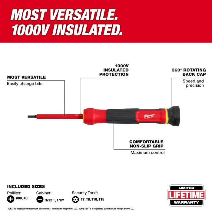 Milwaukee 8-in-1 1000V Insulated Precision Multi-Bit Screwdriver